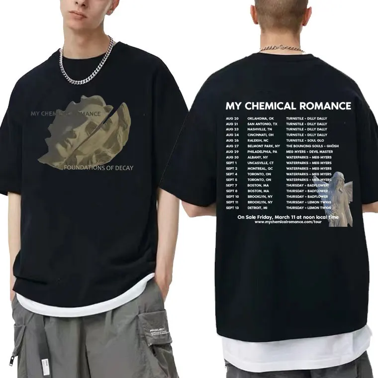 

Brand Rock Band My Chemical Romance Angel Print Tshirt The Foundations of Decay T Shirt Crewneck Men Women Vintage Streetwear
