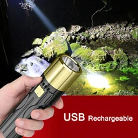 usb rechargeable 3 modes powerful led focusing flashlight strong bright abs portable torch outdoor camping tactical flash light