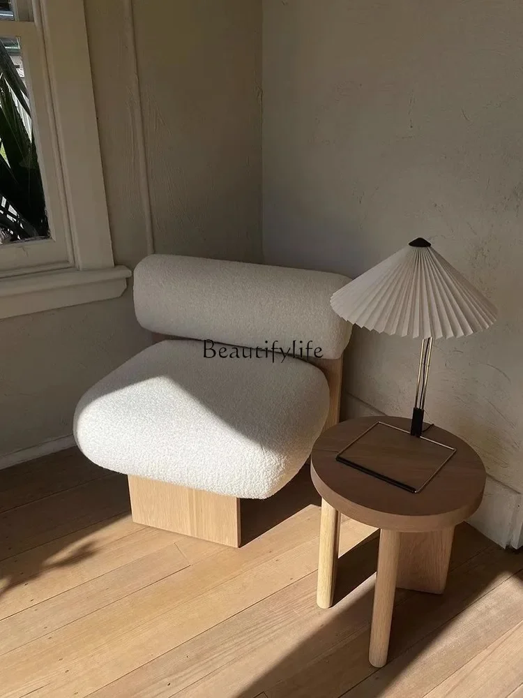 Стул Wabi Sansan из ягненка и флиса обеденный стул массива дерева в скандинавском