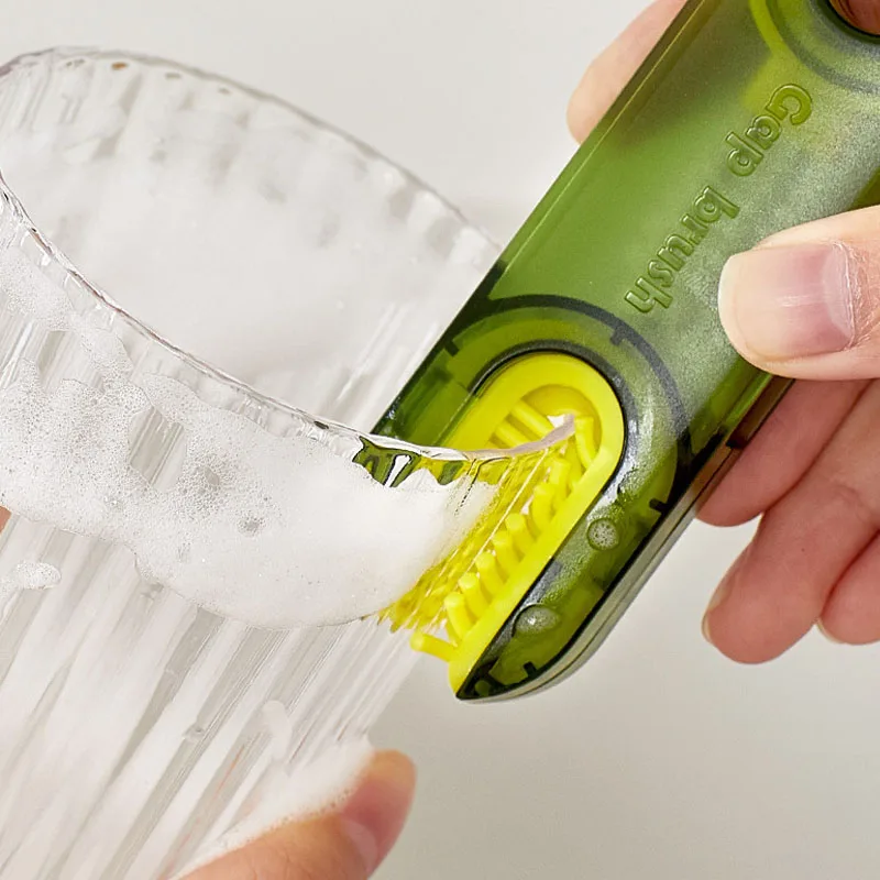 

Щетка для чистки бутылочек 3-в-1, многофункциональная щетка, щелечки для кружек, миниатюрный силиконовый держатель для чашек, очиститель, бытовые чистящие инструменты