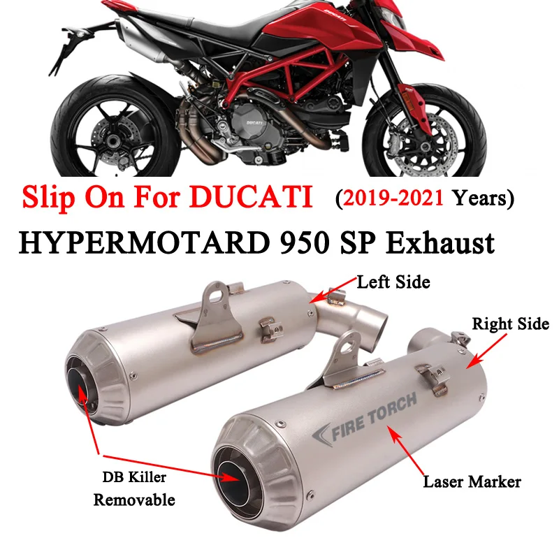 

Motorcycle Double Exhaust Link Pipe Modify Muffler For Ducati Hypermotard 950/950 SP 2019-2021 Escape Moto Double Hole Tailpipe