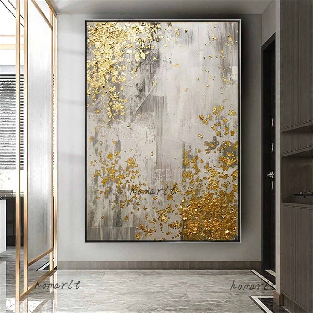 

100% текстурированная Золотая масляная живопись ручной работы, декоративное искусство, современный большой фон, настенные картины для дома, ...