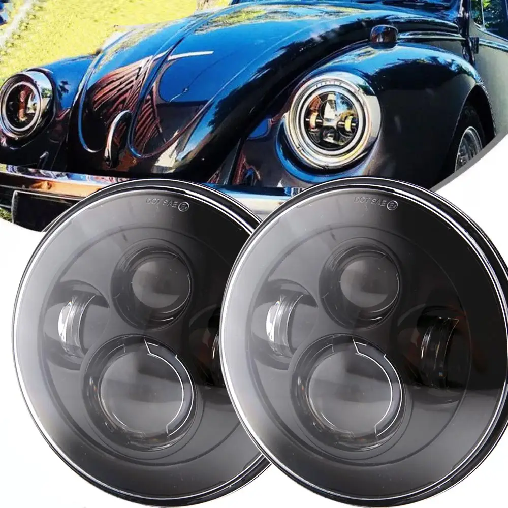 

Pair 7INCH LED Headlight 7" Car Headlamp with High/Low Beam Motor Lamp For Jeep wrangler JK Beetle Classic Lada Niva 4x4 Lamp