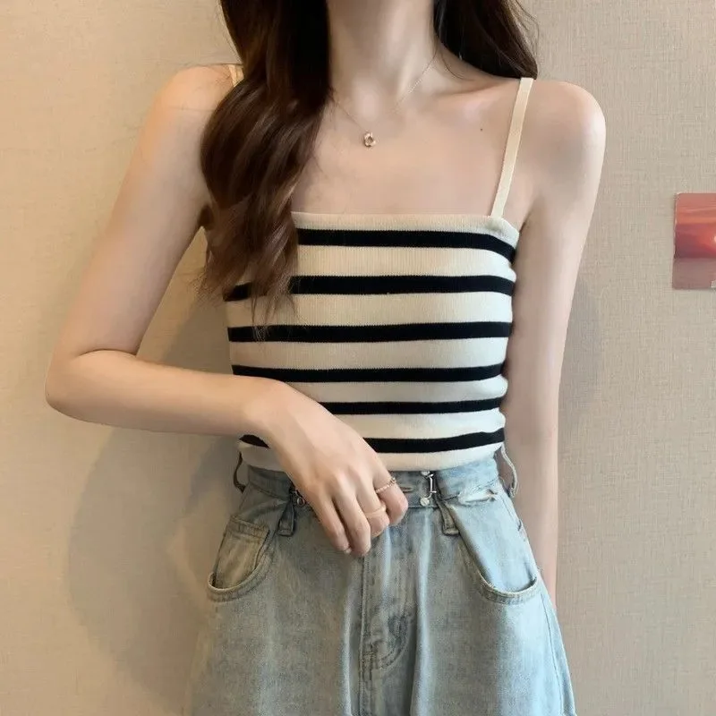 

French Sports Mini Suspender Tank Top For Women With Summer Stripes For A Slimmer Look With Sweet Spicy Inside And Spicy Outside