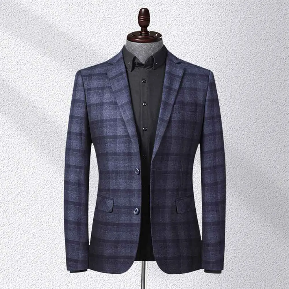 

Clothing Men's Business Suit/Male Slim Fit Plaid Leisure Blazers/Man Plaid Jackets Plus Size S-3Xl