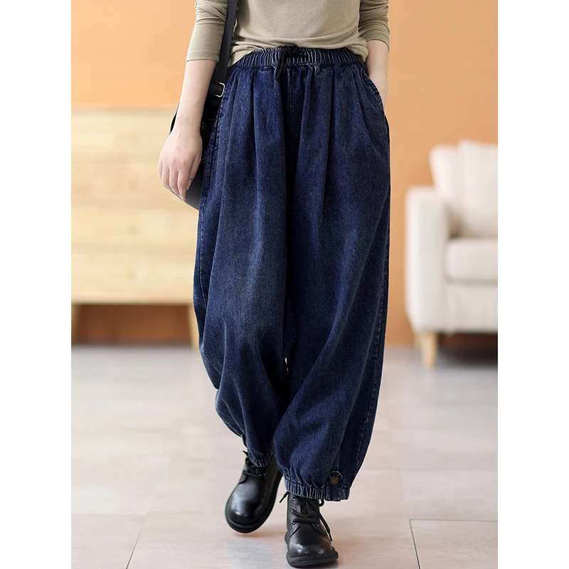 

Женские Отбеленные джинсовые брюки, джинсы оверсайз, прямые свободные эластичные штаны с поясом для осени и зимы, женские джоггеры, 0170