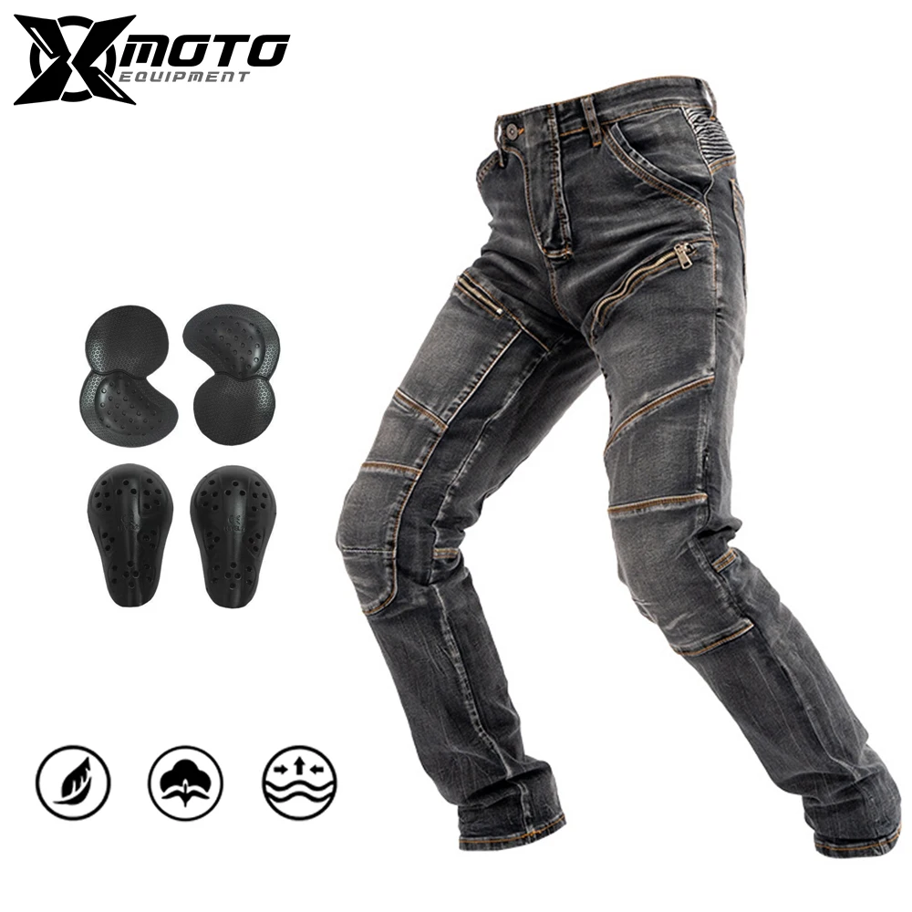 

Motorcycle Jeans Men Wear Resistant Motocross Pants Wearable CE Protective Gear Moto Riding Pants Stretch Classic Jeans