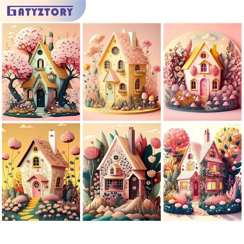 

GATYZTORY Diy Painting By Numbers Handpainted Coloring By Numbers House Picture Drawing Wall Decors On Canvas Paint Kit Artwork