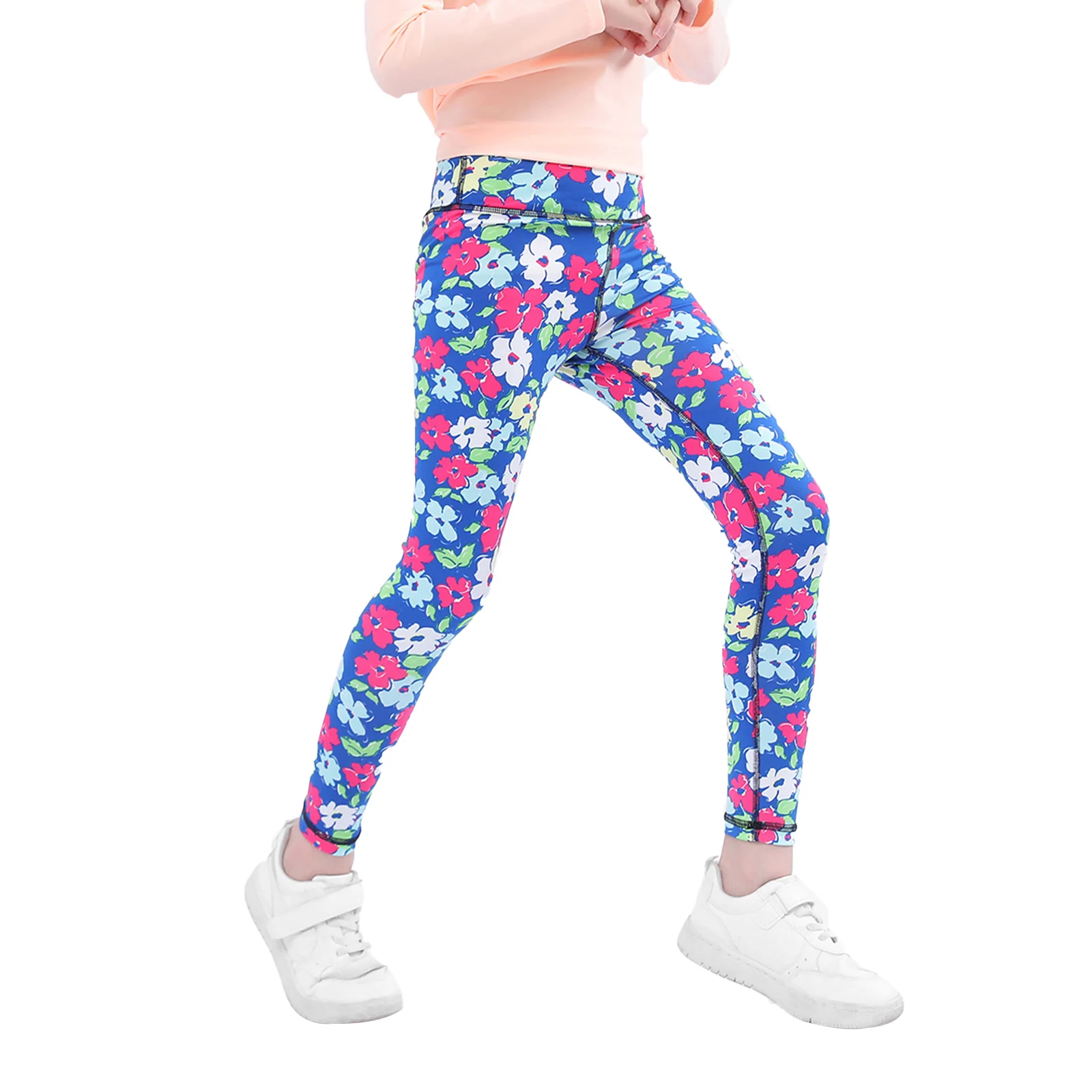 

Kids Girls Print Sport Pants High Waist Wide Elastic Waistband Stretchy Tight Leggings Sport Pants Gym Yoga Workout Bottom