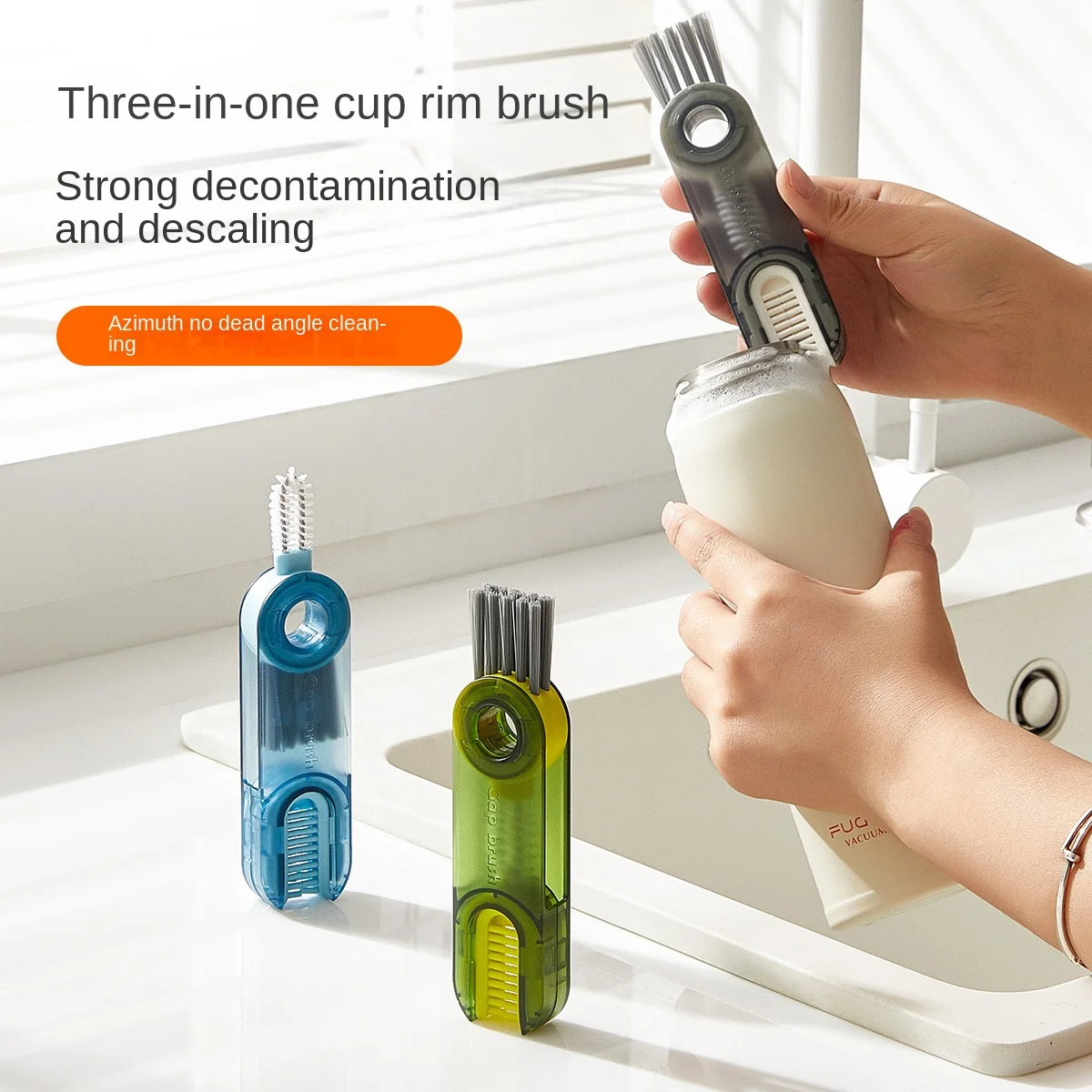 

3 In 1 Multi-purpose Cup Lid Cleaning Brush Insulation Cup Gap Cleaning Tool Washing Milk Bottle Cup Mouth Cleaning Brush