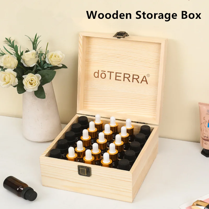 

12/25 Grids Wooden Storage Box Organizer For Essential Oil Carrying Case Aromatherapy Container Treasure Jewelry Storage Box New