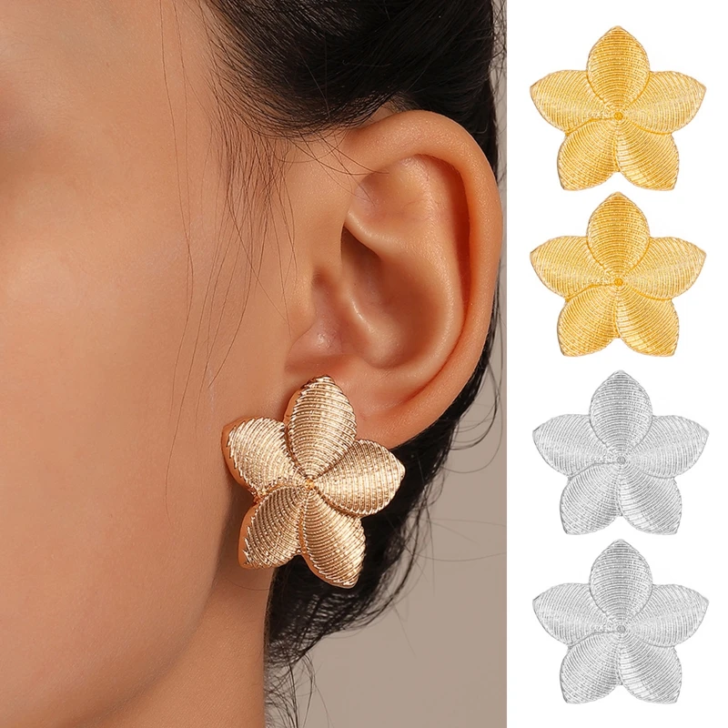 Simple Flower Stud Earrings Female Bohemian Style Five Petals Earring Elegant Jewelry Fashion Sweet Girl Women's Accessories images - 6