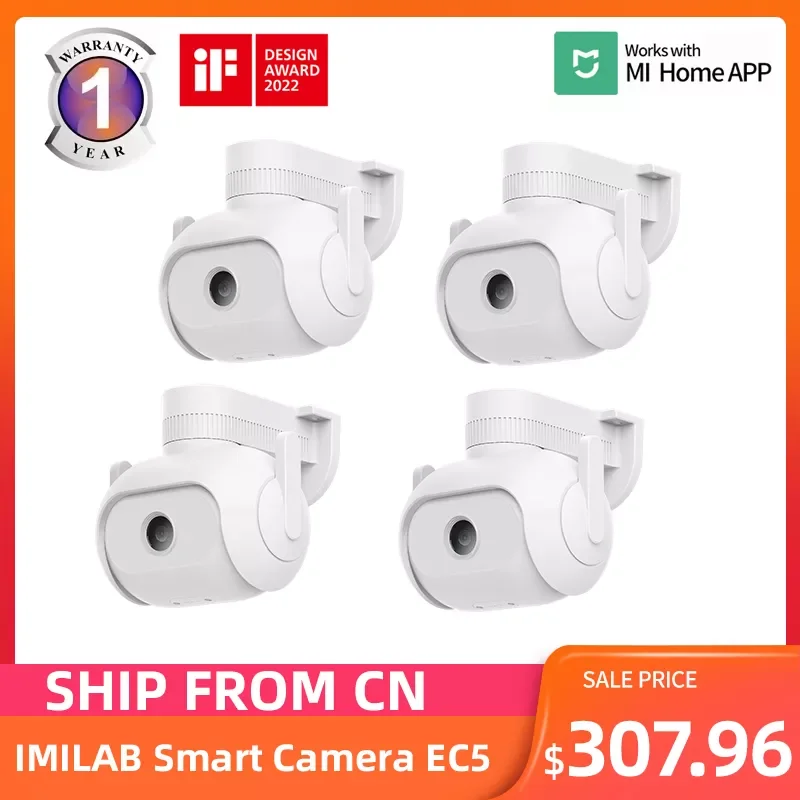 

EC5 Wifi Smart Security System Kit, Outdoor Video Surveillance, IP Wireless Mihome App, Floodlight Camera, 2K Camera 4PC