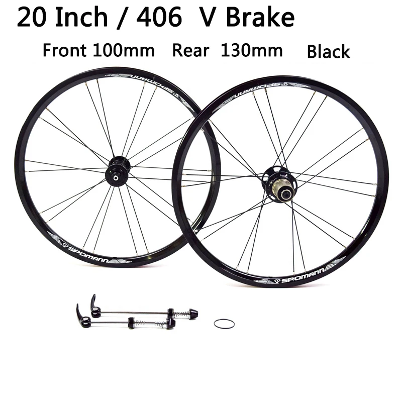 

Brand New 3 Colors 20 Inch 406mm Folding Small Wheels Bike Alloy Bmx Bicycle Clincher Rims Wheelset MTB 20er 100/130 Free Ship