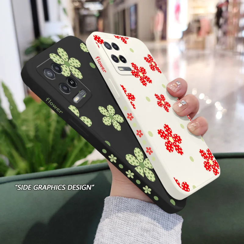 

Polka Dot Flowers Phone Case For OPPO A54 A74 A57 A96 A76 A36 A95 A12 A15 A15S A16 A16K A9 A5 2020 Reno 7 7Z 6 5 F9 4G 5G