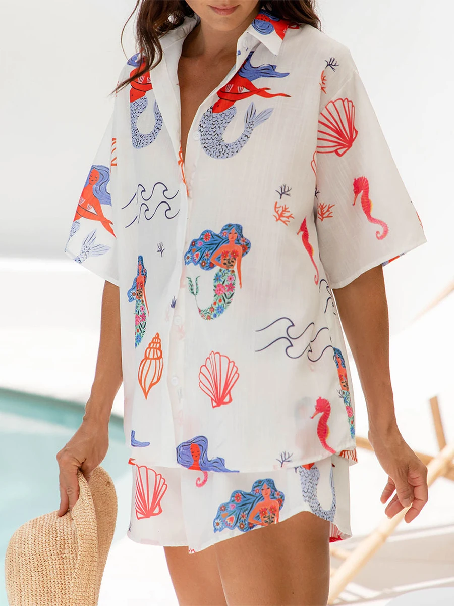 Женский костюм с юбкой годе блузка большого размера коротким рукавом и