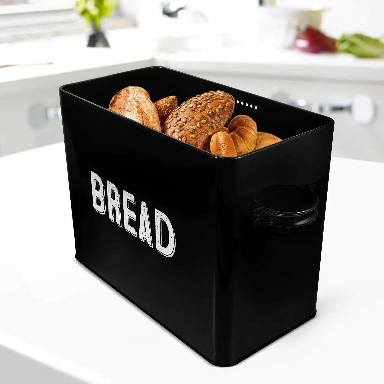 

Bread Storage Box Farmhouse Holders Kitchen Counter Bin Container Countertop Iron Case