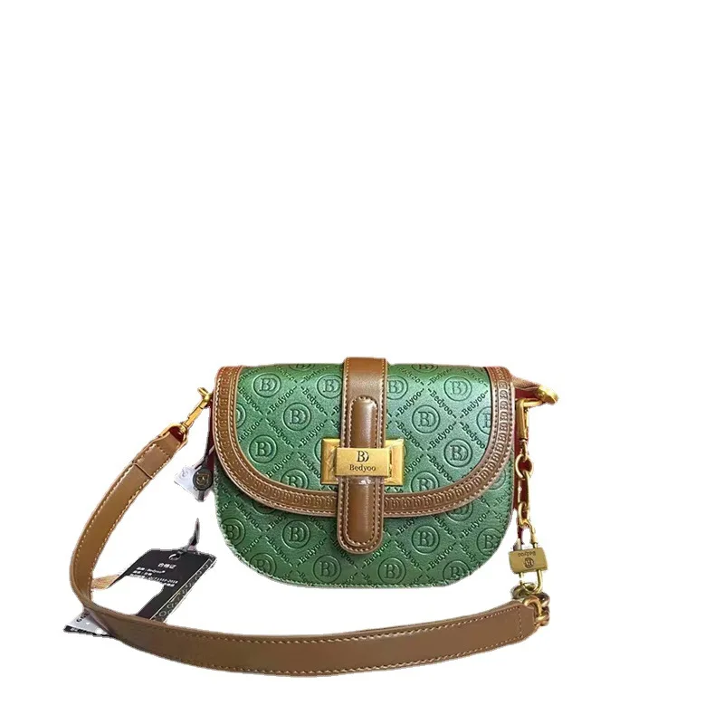 Luxurious Wizard Of Oz Contrast Saddle Handbag Leather Women's Bag 2023 New Chain Purse Single Shoulder Satchels Sac