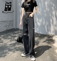 womens cargo pants clothing womens jeans 2022 trend denim ripped trousers wide pant woman high waisted trousers korean fashion