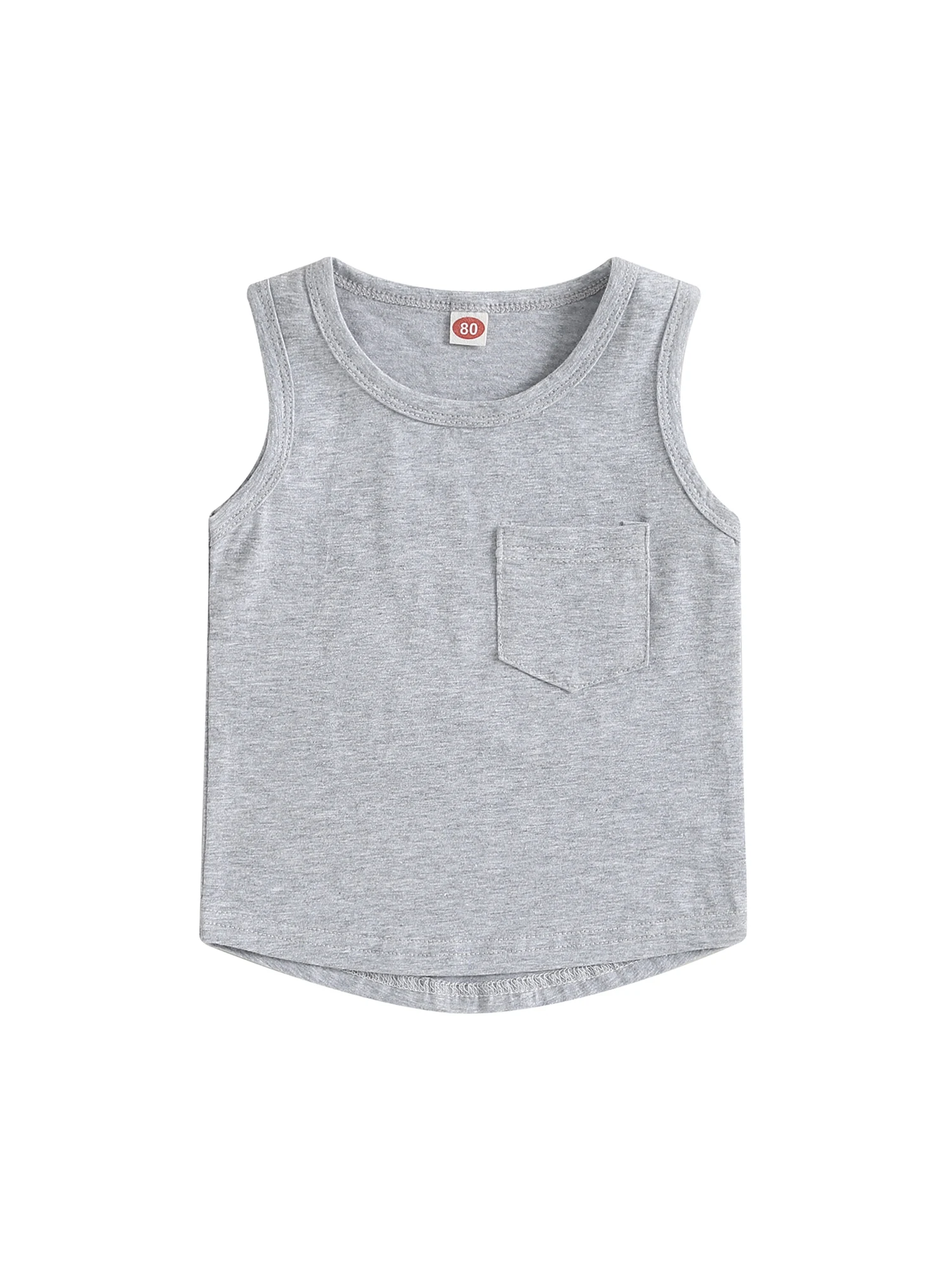

Toddler Baby Boy Tank Tops Solid Crew Neck Sleeveless T Shirt with Pocket 2T 3T 4T Baby Boy Clothes Summer Outfit