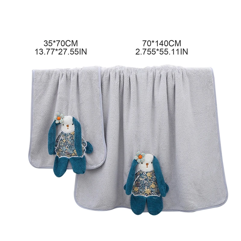 

GXMB 2 Pcs/Set Baby Soft Coral Fleece Face Towel Bath Towel Receiving Blanket Infants Cartoon Rabbit Swaddle Wrap