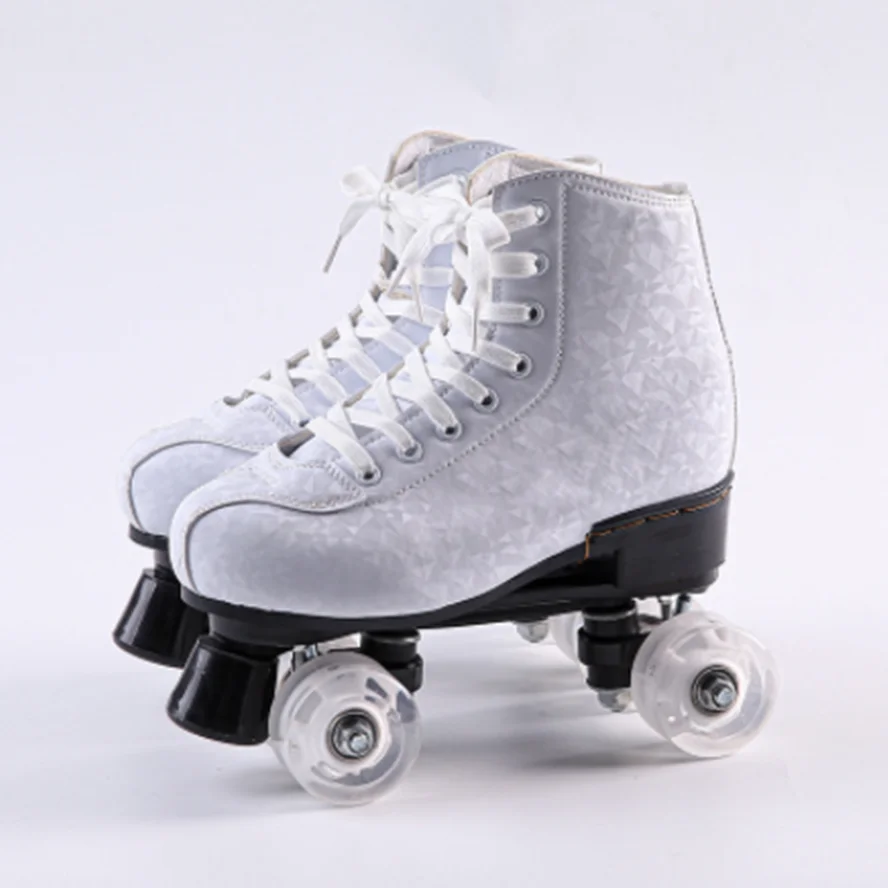 Adult double roller skates adult men and women four-wheeled shoes dry ice shoe flash wheel