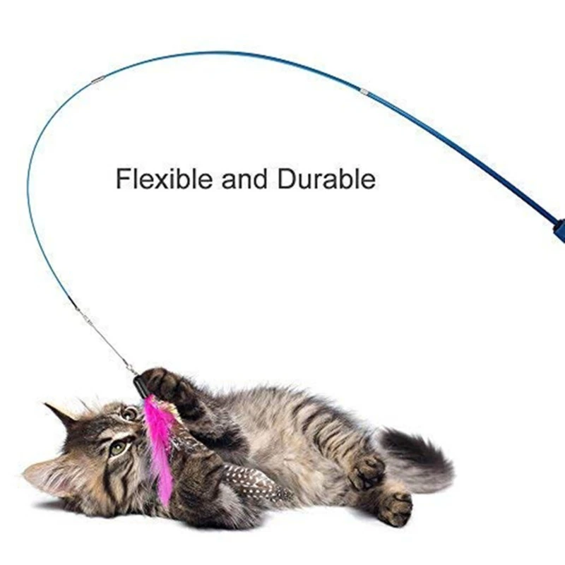 

Interactive Cat Feather Toy Feather Teaser Stick Wand Pet Retractable Feather Bell Refill Replacement Catcher Product For Kitten