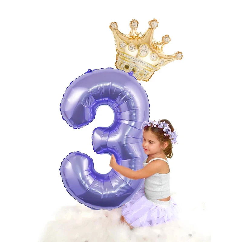 32inch Purple Number Balloon 0 1 2 3 4 5 6 7 8 9 Number Ballons Baby Shower Birthday Party Wedding anniversary Crown Decorations