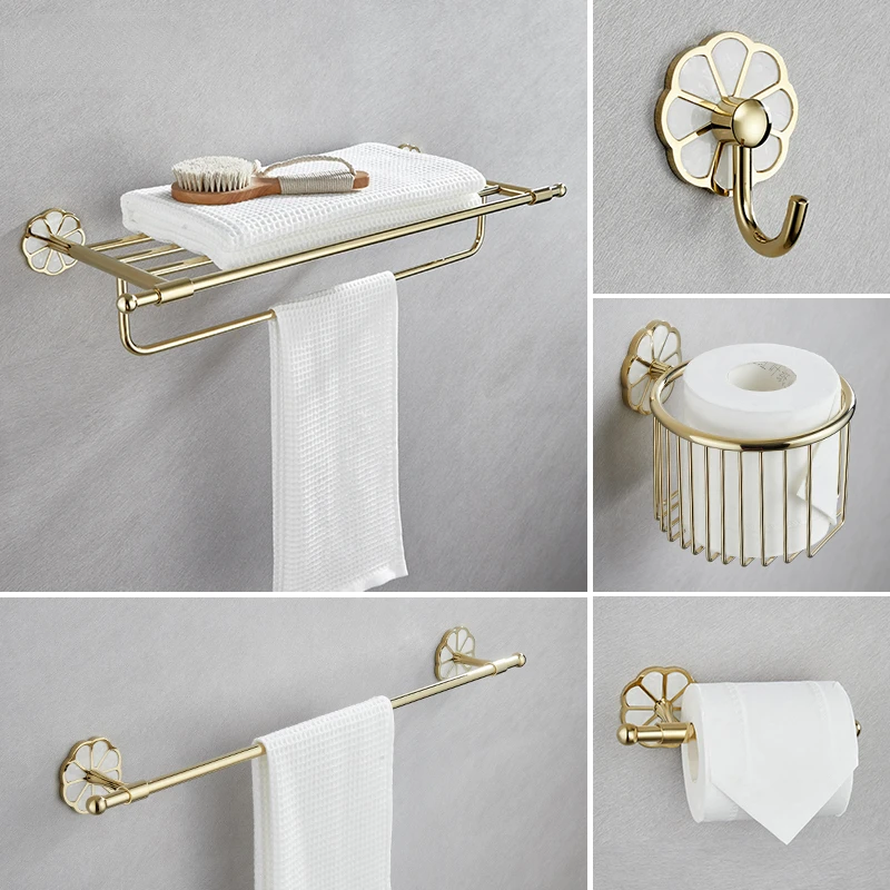 

Bathroom Light Gold Towel Rack All-copper Paper Towel Holder Towel Bar Bathroom Towel Holder Polished Bathroom Accessories
