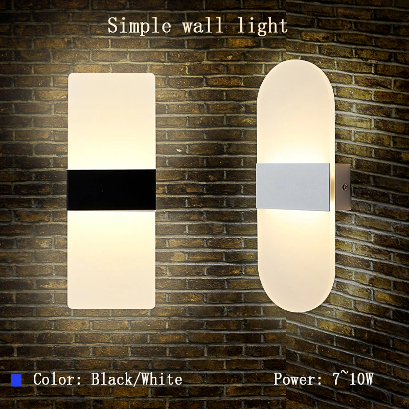 

Simple LED Acrylic Wall Lamp AC85-265V 6W 7W 10W Home Decor Bedside Lamp Modern Balcony Aisle Corridor Bedroom Wall Sconce