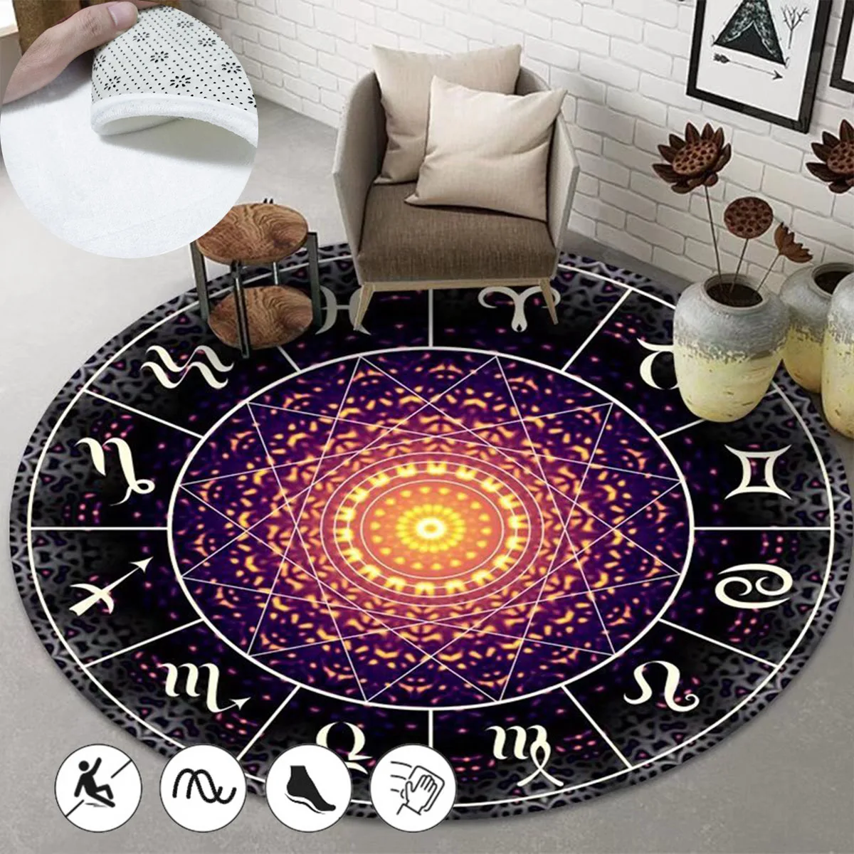 

Magic Array Carpet Round Cartoon Children's Room Carpets for Living Room Home Decor Magic Rugs Non-slip Door Mat Soft Chair Rug