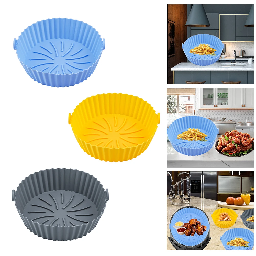 

Air Fryer Silicone Pot silicone Reusable Oven Baking Mat Basket Round/Square Shaped Oven Accessories Replacement