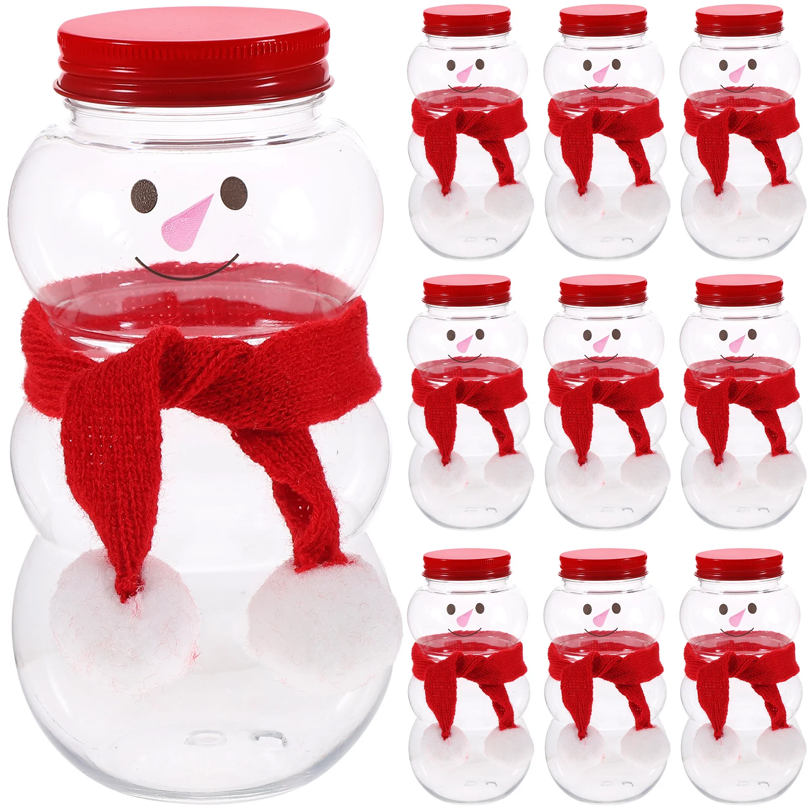 

Christmas Snowman Shape Milk Bottles With Lids Christmas Plastic Juice Bottle Xmas Supplies with Scarves