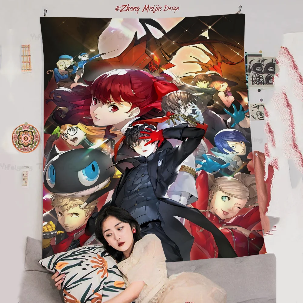 Большой настенный гобелен с принтом игры P-PersonaS-5 дешевый в стиле хиппи богемный