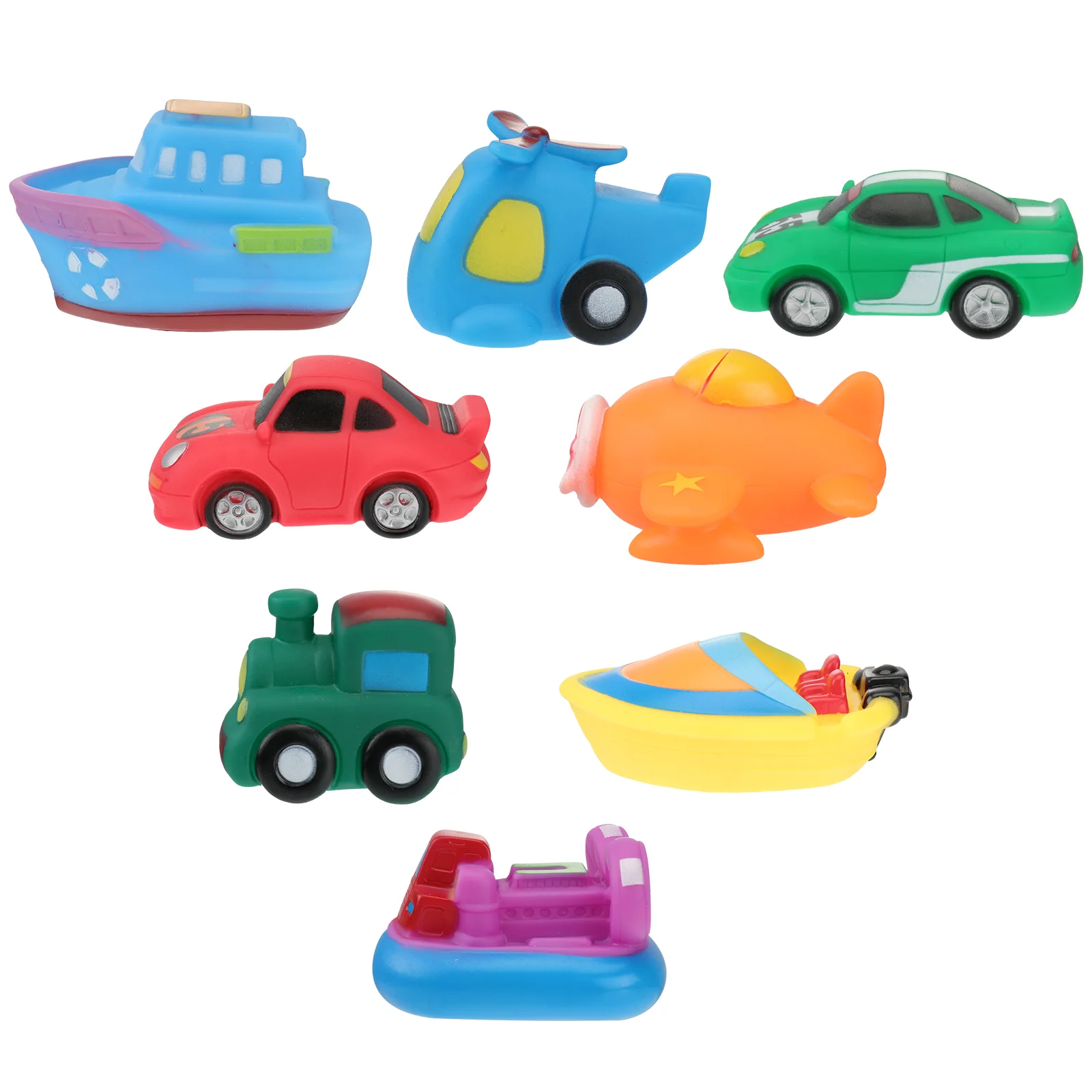

8 Vehicle Bathing Toys Water Floating Aircraft Car Train Model Quick Dry Bathtub Nursery for Infant(Random Style) Inflatable