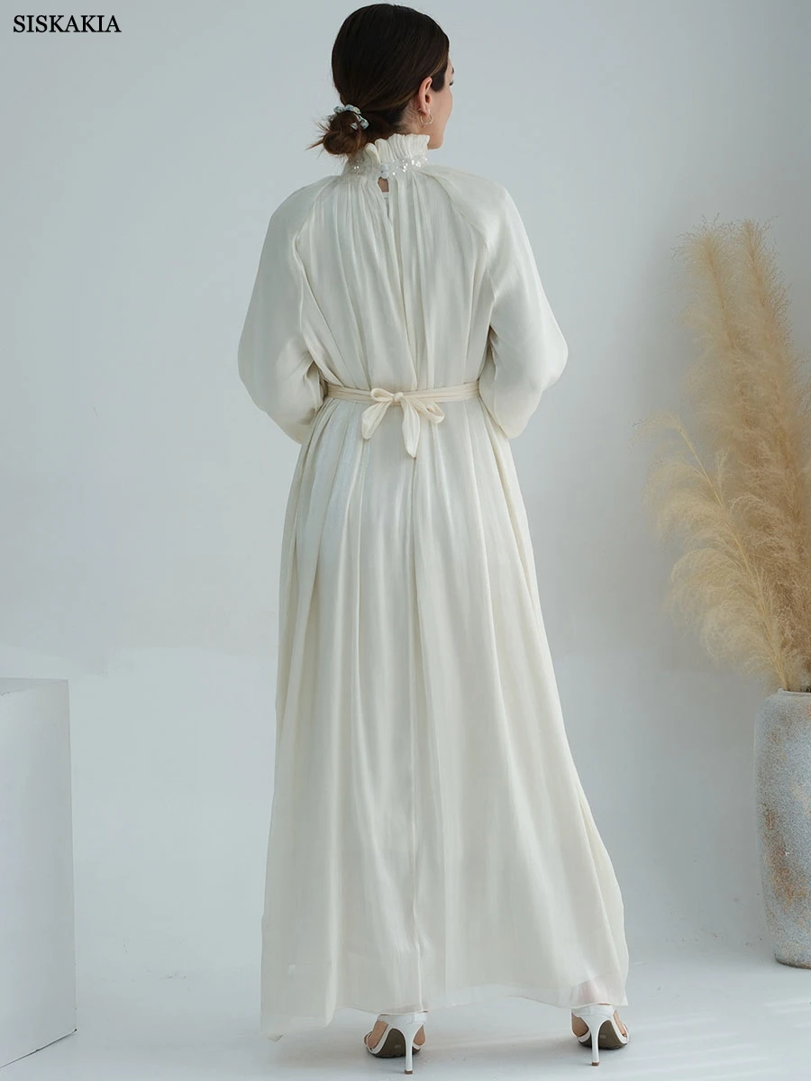 Модное Элегантное женское вечернее платье длинное с высоким воротником