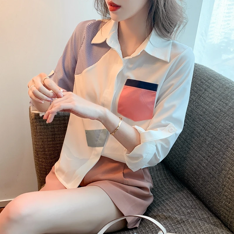 

2022 spring new super fairy shirt design idea long sleeve shirt women's foreign style top, 980G, Hai, 0315-4