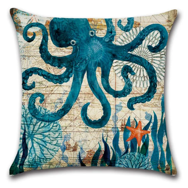 

Sea Creature Sea Turtle Seahorse Whale Octopus Cushion Hold Pillowcase
