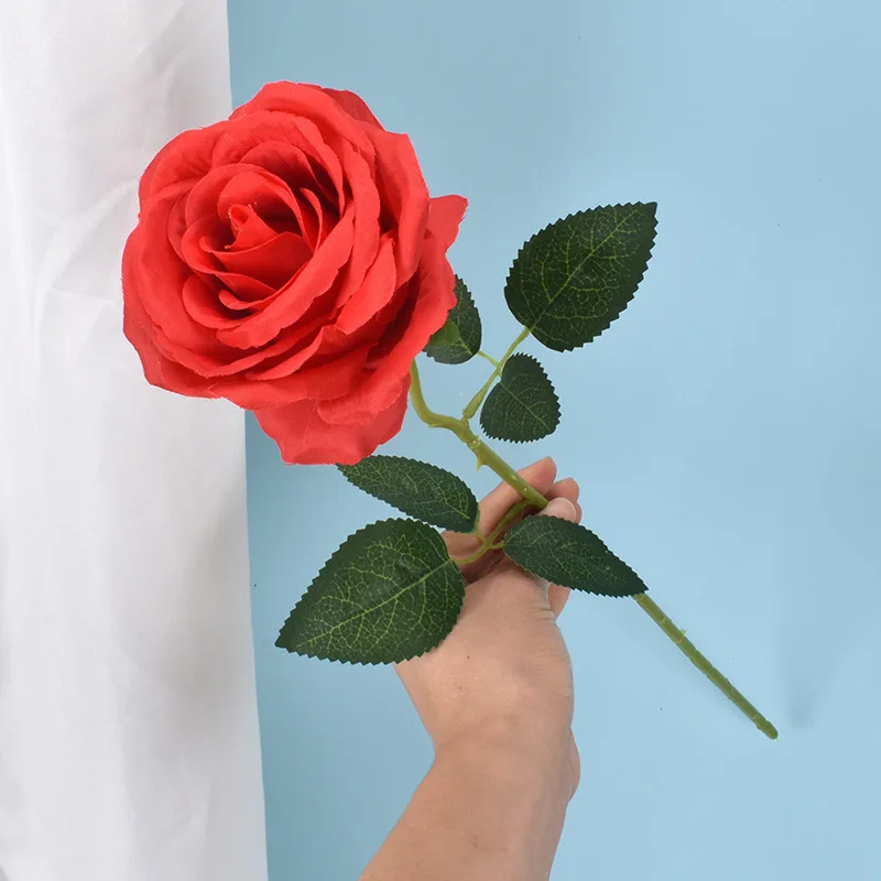 

1PC Artificial Flowers Realistic Fake Roses with Stems for DIY Wedding Bouquets Bridal Shower Centerpieces Holiday Party Gift