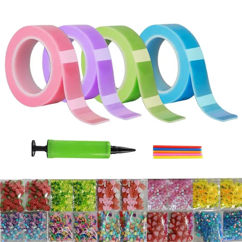 

DIY Nano Tape Glue Kneading Blowing Bubble Set Of Nano Tape Double Sided Paste Blowing Bubble Relive Pression Balloon Making Toy