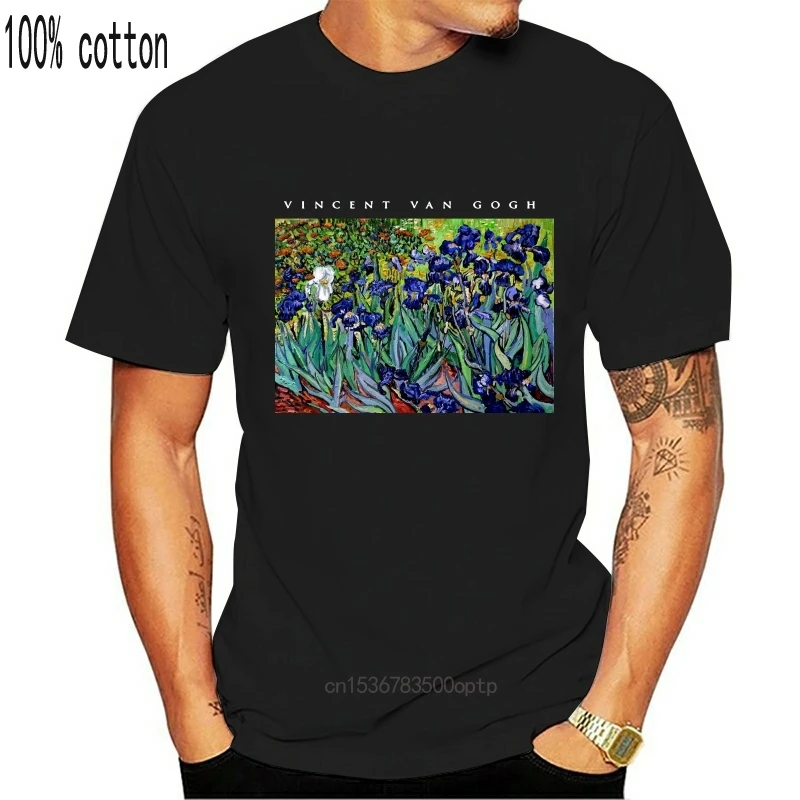 

Camiseta de manga corta para hombre, camisa con estampado de Irises Vincent Van Gogh, estilo Harajuku, informal, barata