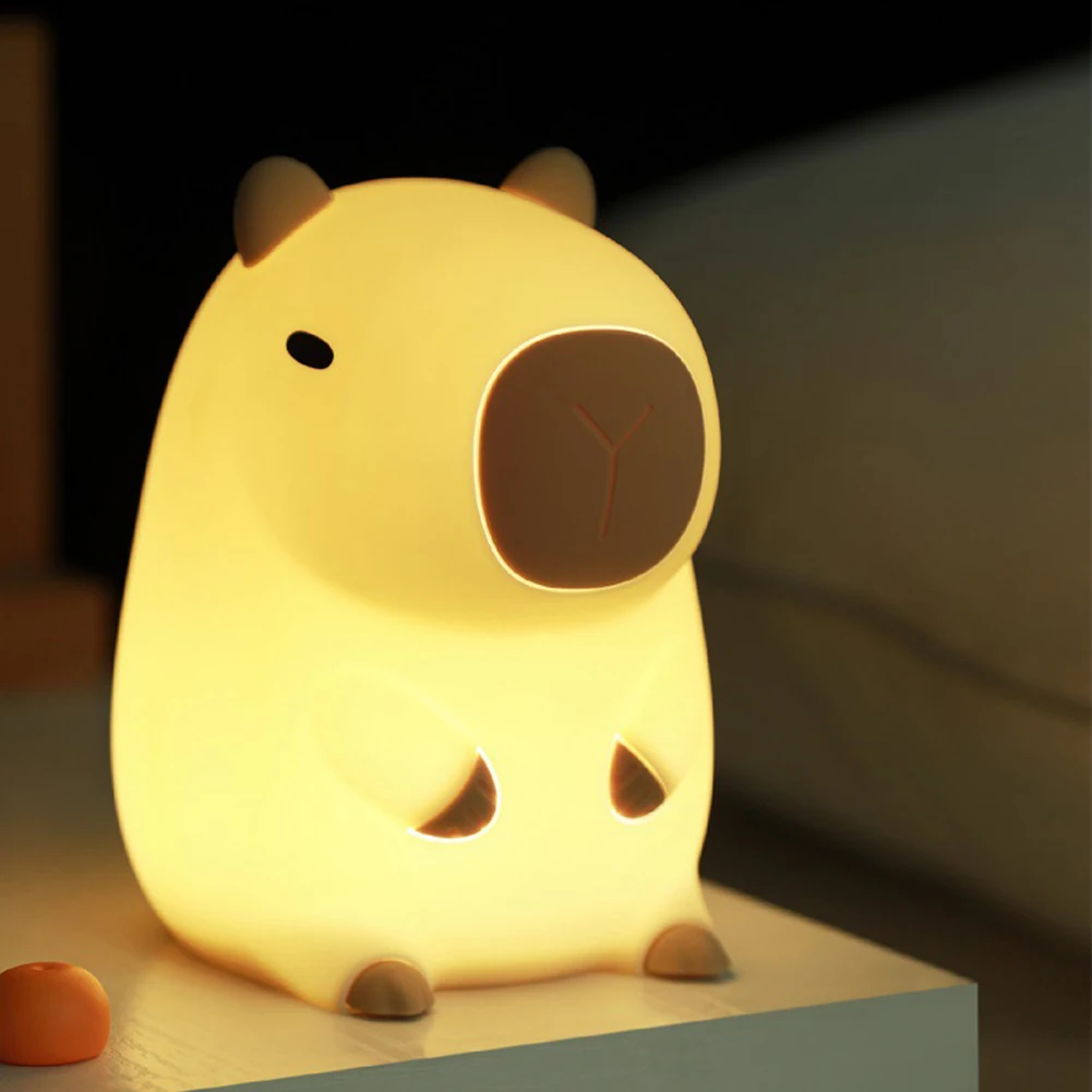 

Silicone Night Light USB Capybara Night Light Cute Cartoon Capybara Timing Dimming Sleep Night Lamp for Children's Room Decor
