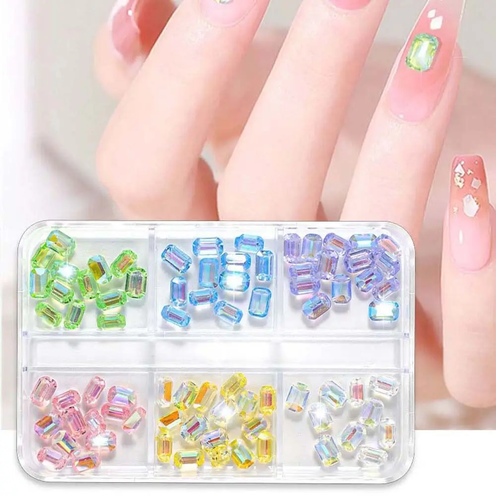 

6Grids Aurora Nail Rhinestones Octagonal Shaped 3D Nail Drills Nail Decorations Fashion Manicure Accessories Nail Jewelry
