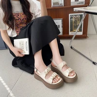 clogs wedge clear heels 2022 sandals ladies shoes summer buckle strap suit female beige med platform new fashion thick beach