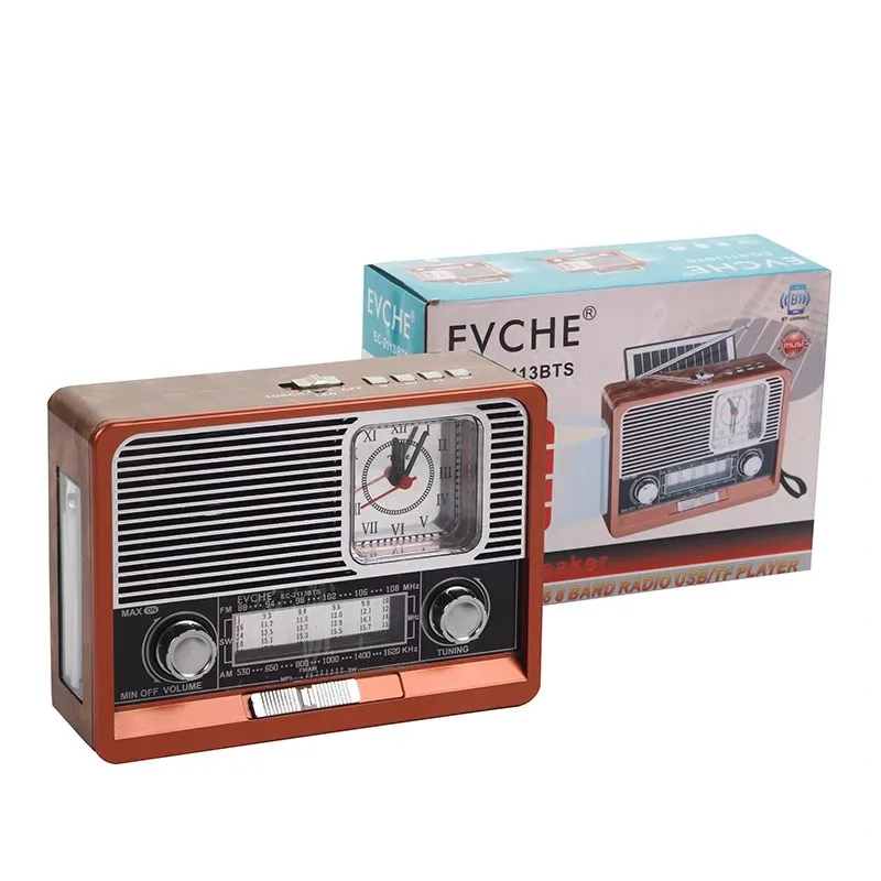 

Portable Retro Radio FM/AM/SW1-6 Radio Receiver Bluetooth Speaker Solar MP3 Music Player With LED Light Support USB/TF Card/AUX