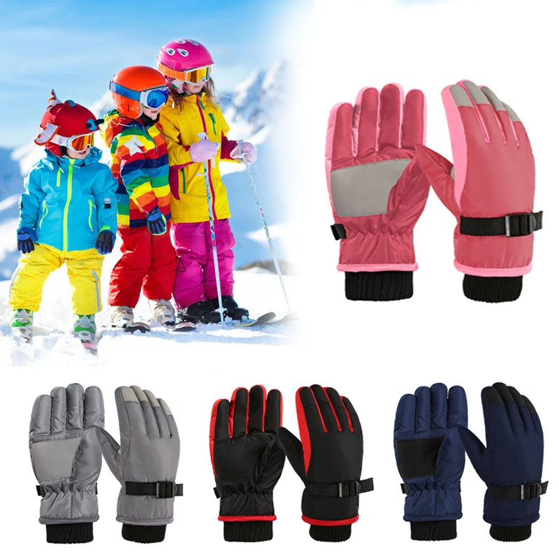 

Ветрозащитные теплые лыжные перчатки для верховой езды Зимние Детские водонепроницаемые дышащие варежки для катания на сноуборде