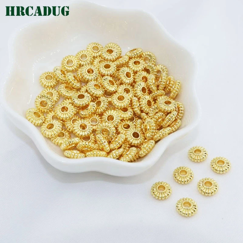 18K Gold Plated Round Flat Spacer Bead Separation For Beads DIY Bracelet Necklace Jewelry Making Accessories Beading Supplies