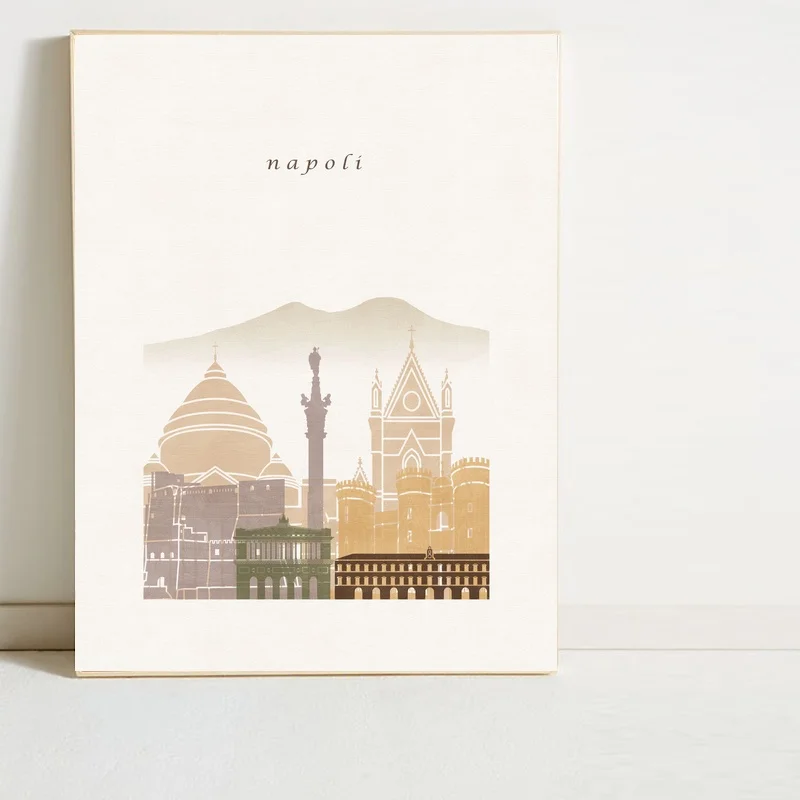 Неаполь Художественная печать очертания Италия городской пейзаж настенное