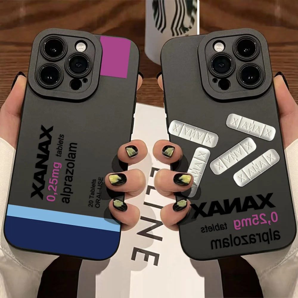 Чехол для телефона XANAX Chill Pill iPhone 16e 16 15 14 13 12 11 Mini Pro Max X XR XSMax 8 7 6 6S Plus мягкая