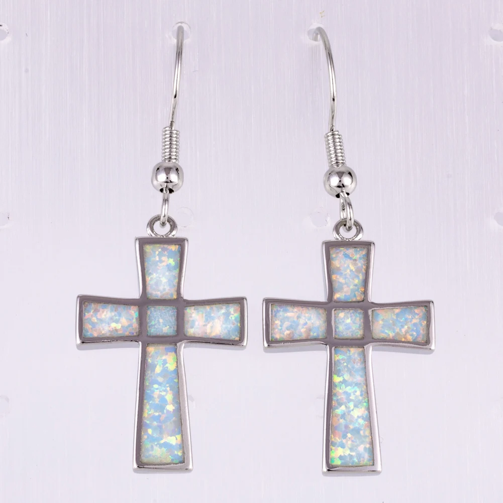 KONGMOON латинский крест белый огненный опал ювелирные изделия для женщин висячие